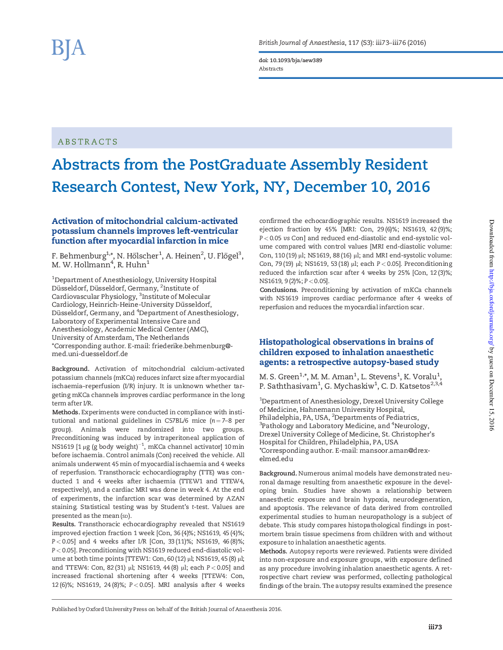 عکس صفحه اول مقاله: Abstracts from the PostGraduate Assembly Resident Research Contest, New York, NY, December 10, 2016 Abstracts from the PostGraduate Assembly Resident Research Contest, New York, NY, December 10, 2016
