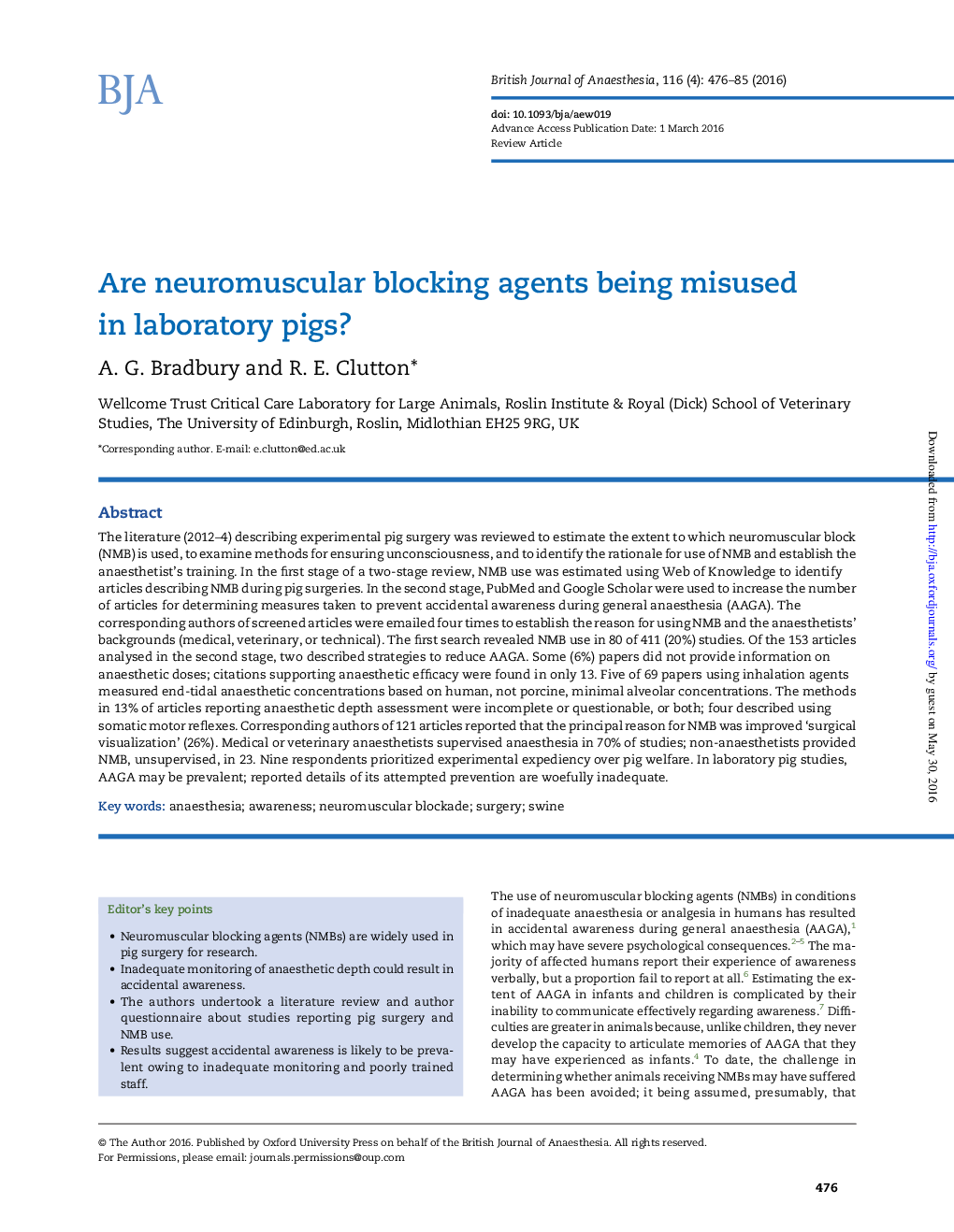 Are neuromuscular blocking agents being misused in laboratory pigs?