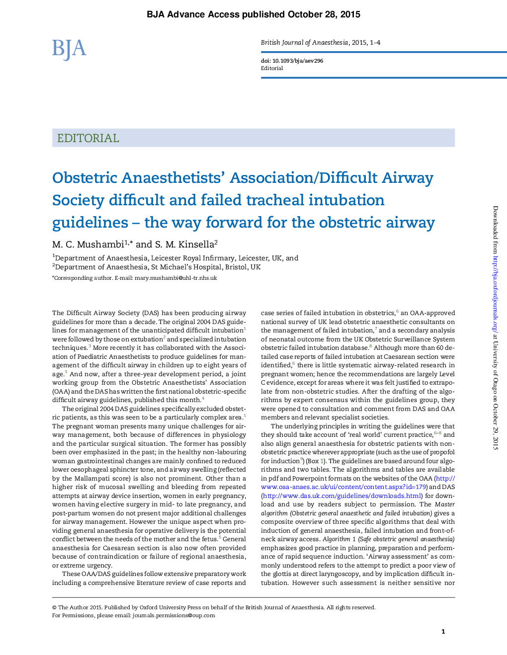 انجمن متخصص زنان بیهوشی / جامعه دشوار انجمن دشوار و ناکارآمد دستورالعمل لوله گذاری تراشه - راه برای جلوگیری از راه های هوایی 