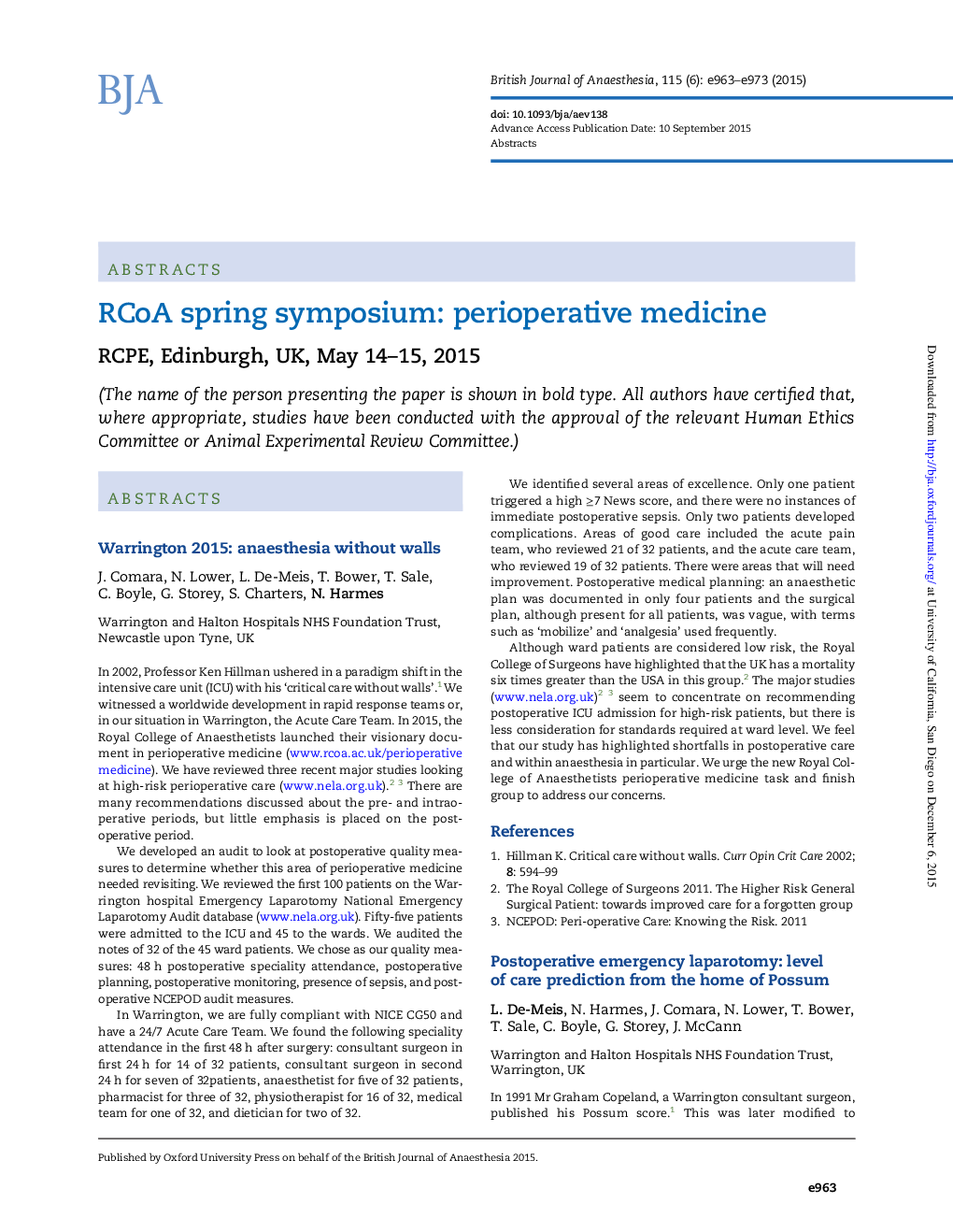 عکس صفحه اول مقاله: RCoA spring symposium: perioperative medicine RCoA spring symposium: perioperative medicine