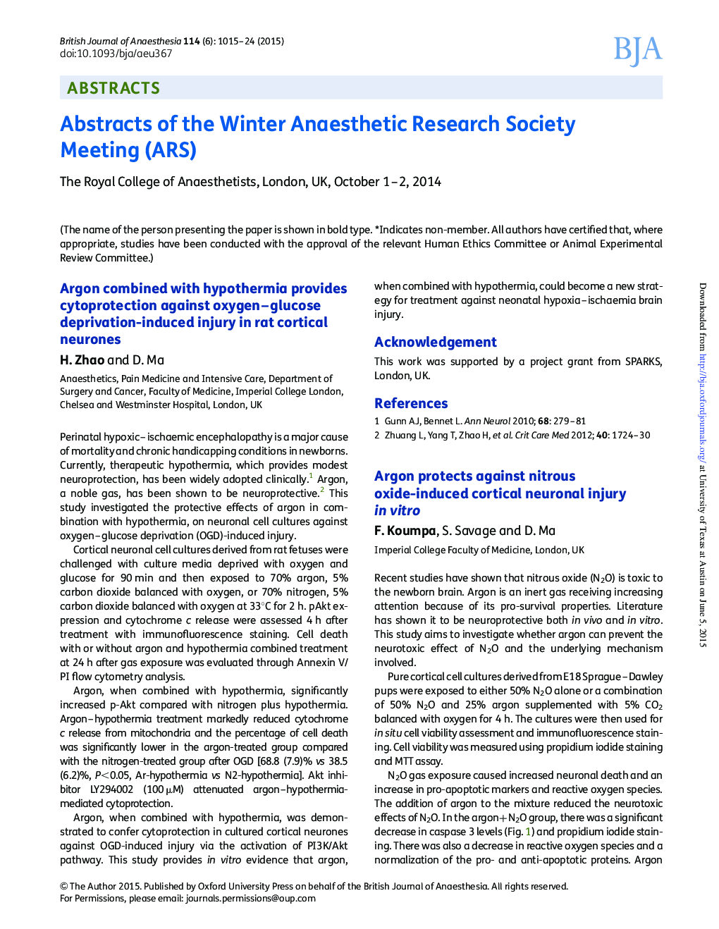 عکس صفحه اول مقاله: Abstracts of the Winter Anaesthetic Research Society Meeting (ARS) Abstracts of the Winter Anaesthetic Research Society Meeting (ARS)