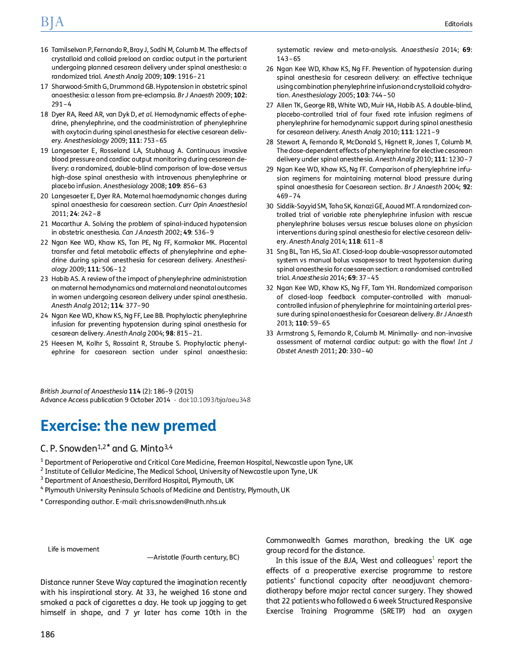 عکس صفحه اول مقاله: Exercise: the new premed Exercise: the new premed
