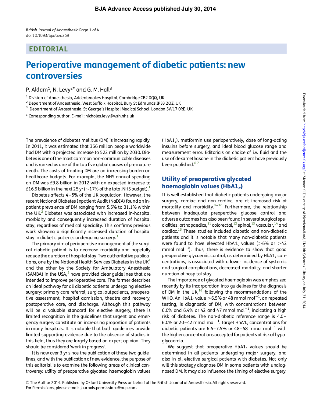 Perioperative management of diabetic patients: new controversies