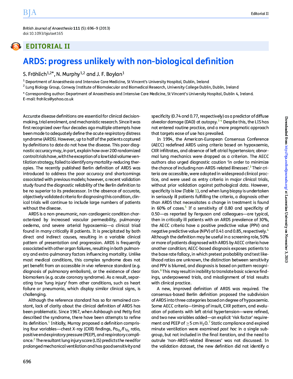 ARDS: progress unlikely with non-biological definition