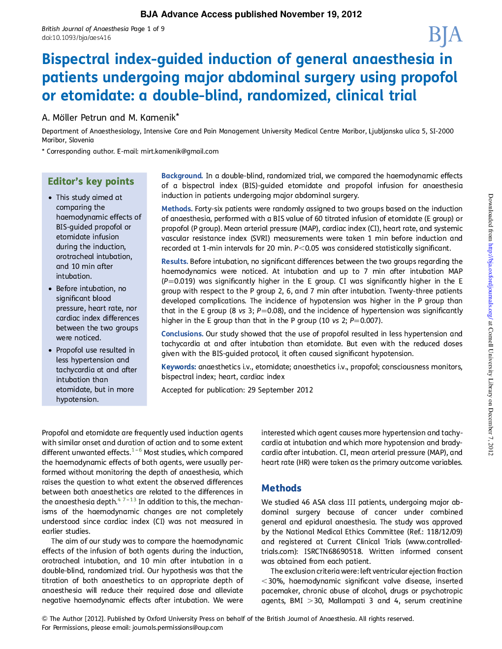 القای بیهوشی عمومی بسکتبال در بیماران تحت جراحی عمده شکم با استفاده از پروپوفول یا اتومیدات: یک کارآزمایی بالینی تصادفی دو سوکور 