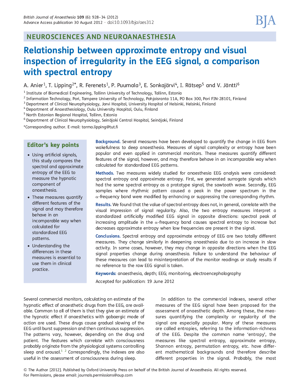 Relationship between approximate entropy and visual inspection of irregularity in the EEG signal, a comparison with spectral entropy