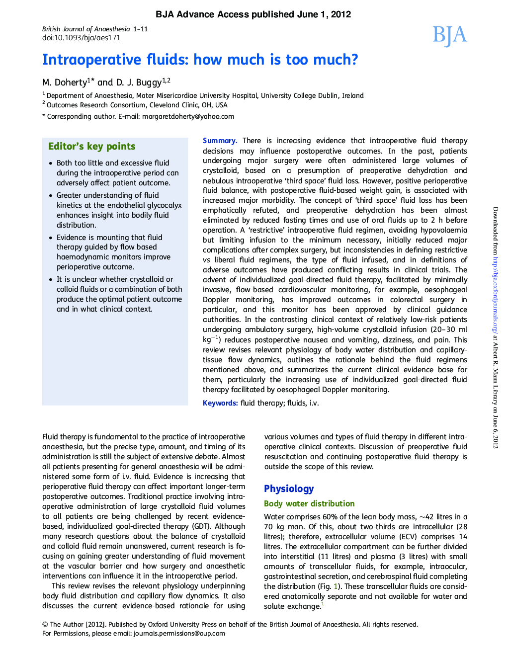 Intraoperative fluids: how much is too much?