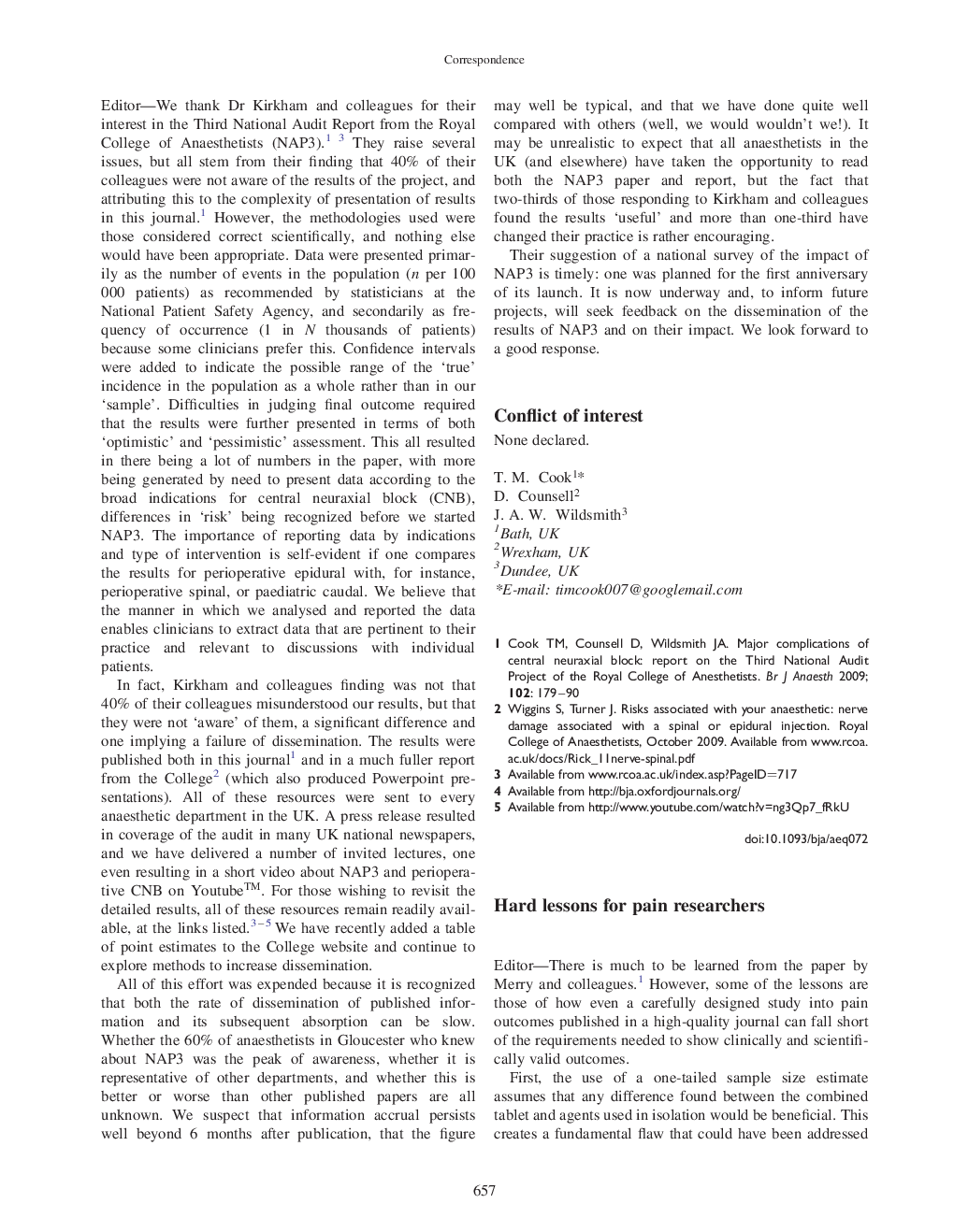 Hard lessons for pain researchers