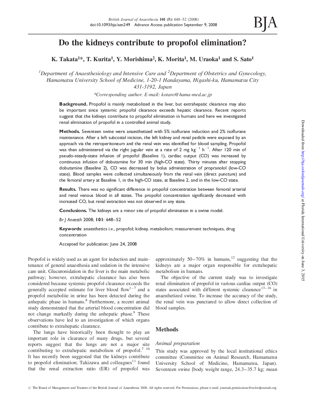 Do the kidneys contribute to propofol elimination?