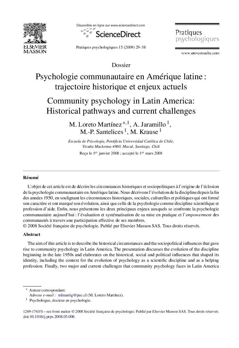 Psychologie communautaire en Amérique latine : trajectoire historique et enjeux actuels