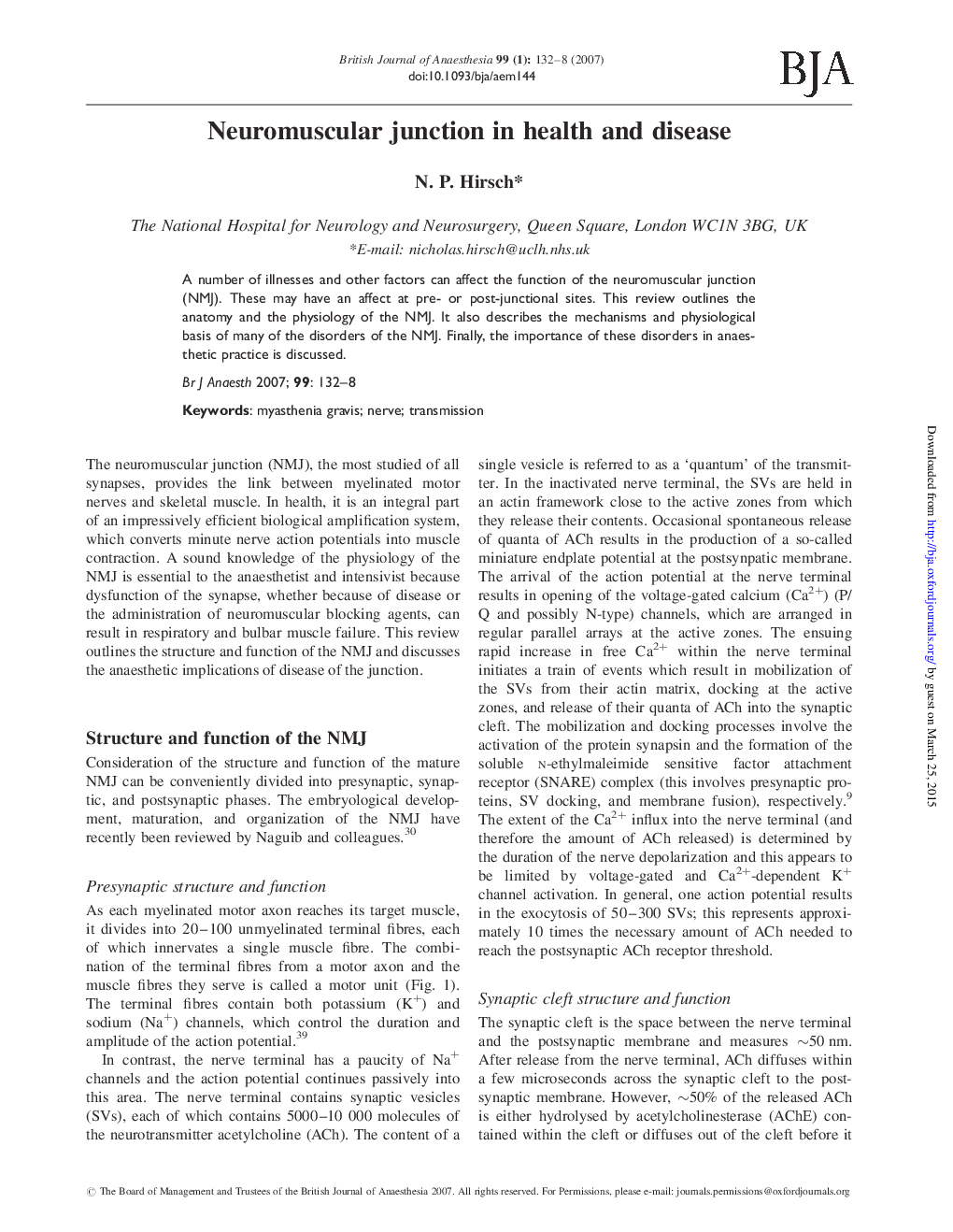 Neuromuscular junction in health and disease