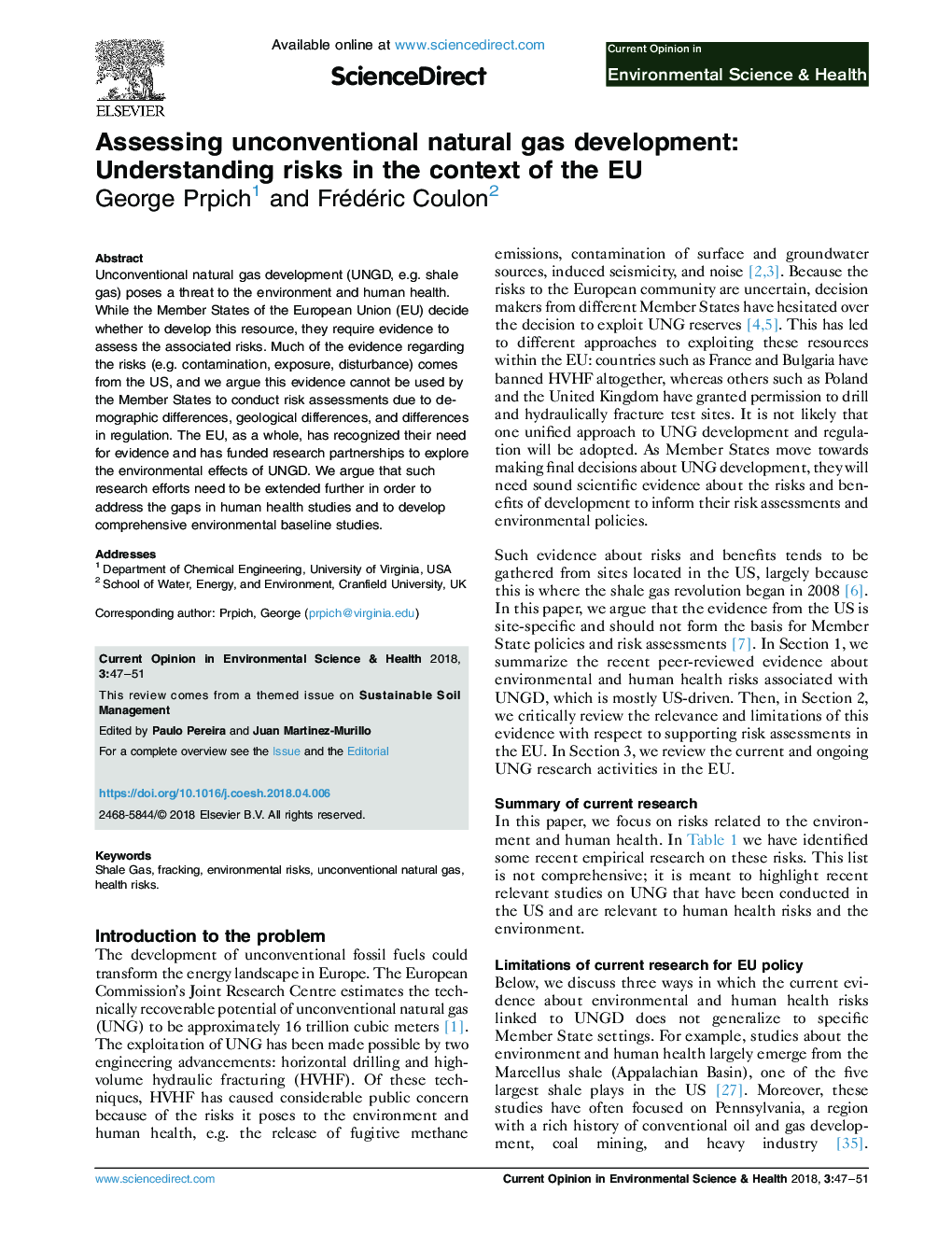 ارزیابی توسعه غیر طبیعی گاز طبیعی: درک خطرات در زمینه اتحادیه اروپا