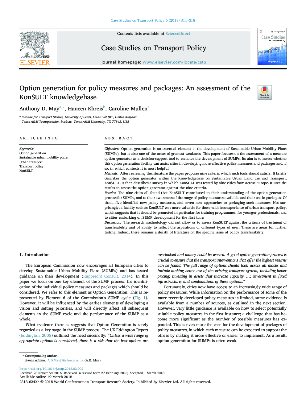 Option generation for policy measures and packages: An assessment of the KonSULT knowledgebase