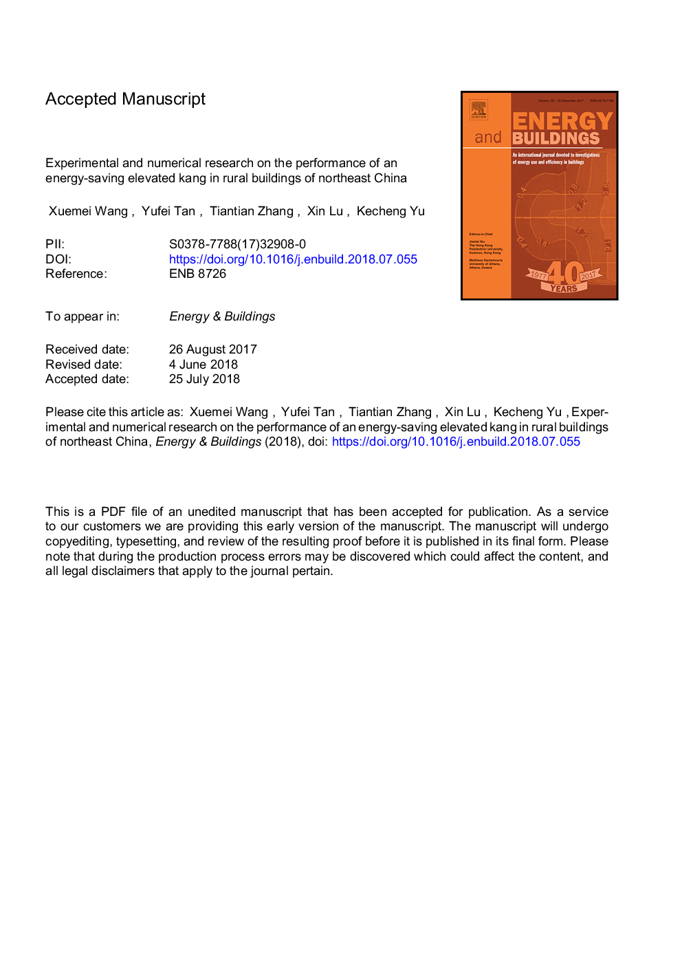 Experimental and numerical research on the performance of an energy-saving elevated kang in rural buildings of northeast China