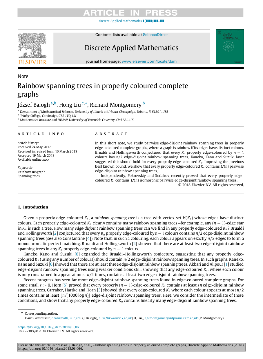 Rainbow spanning trees in properly coloured complete graphs