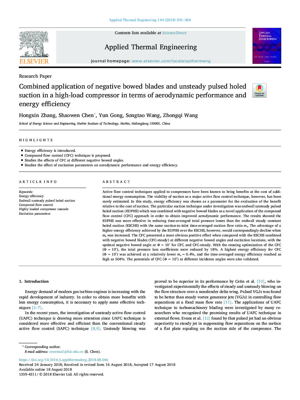 Combined application of negative bowed blades and unsteady pulsed holed suction in a high-load compressor in terms of aerodynamic performance and energy efficiency