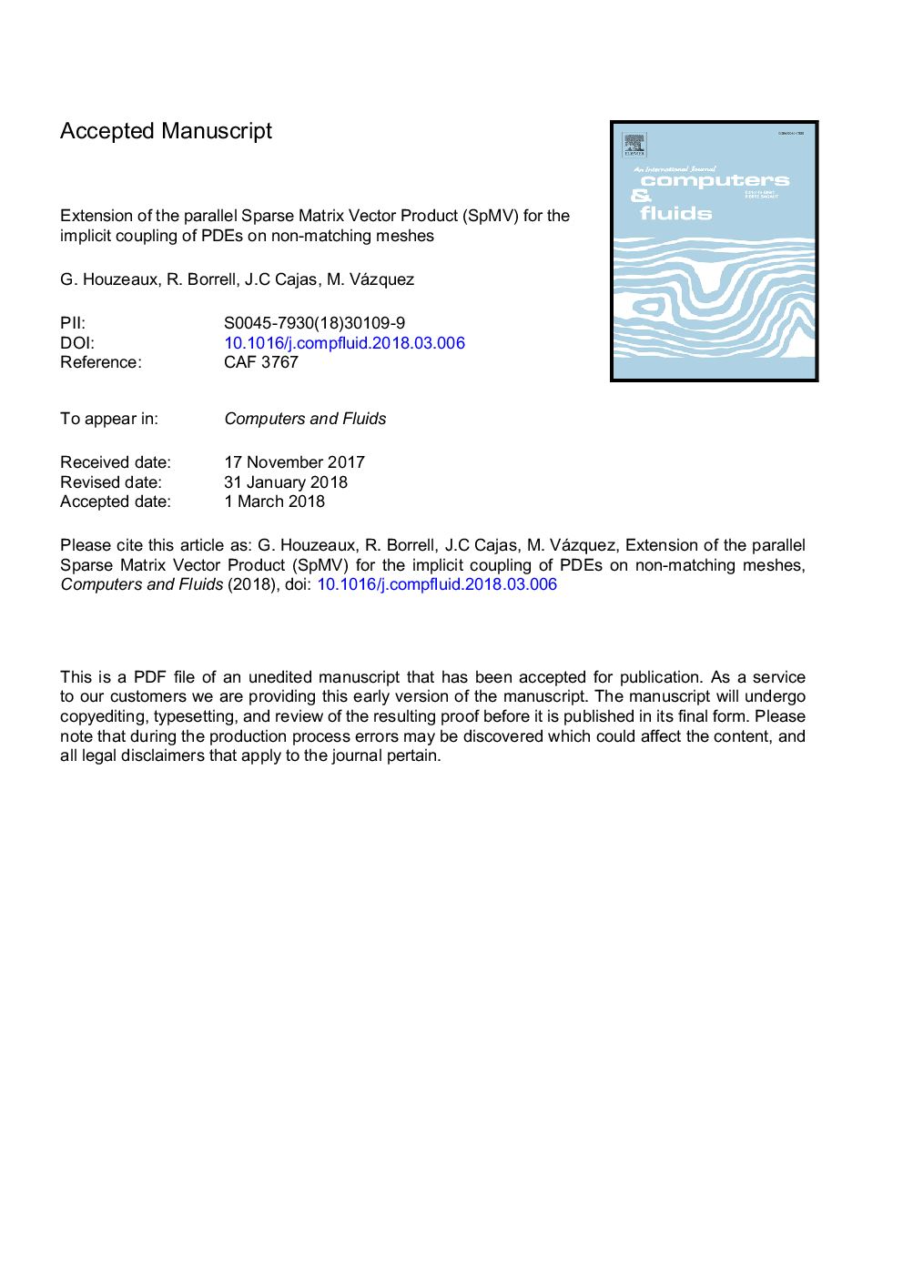 Extension of the parallel Sparse Matrix Vector Product (SpMV) for the implicit coupling of PDEs on non-matching meshes