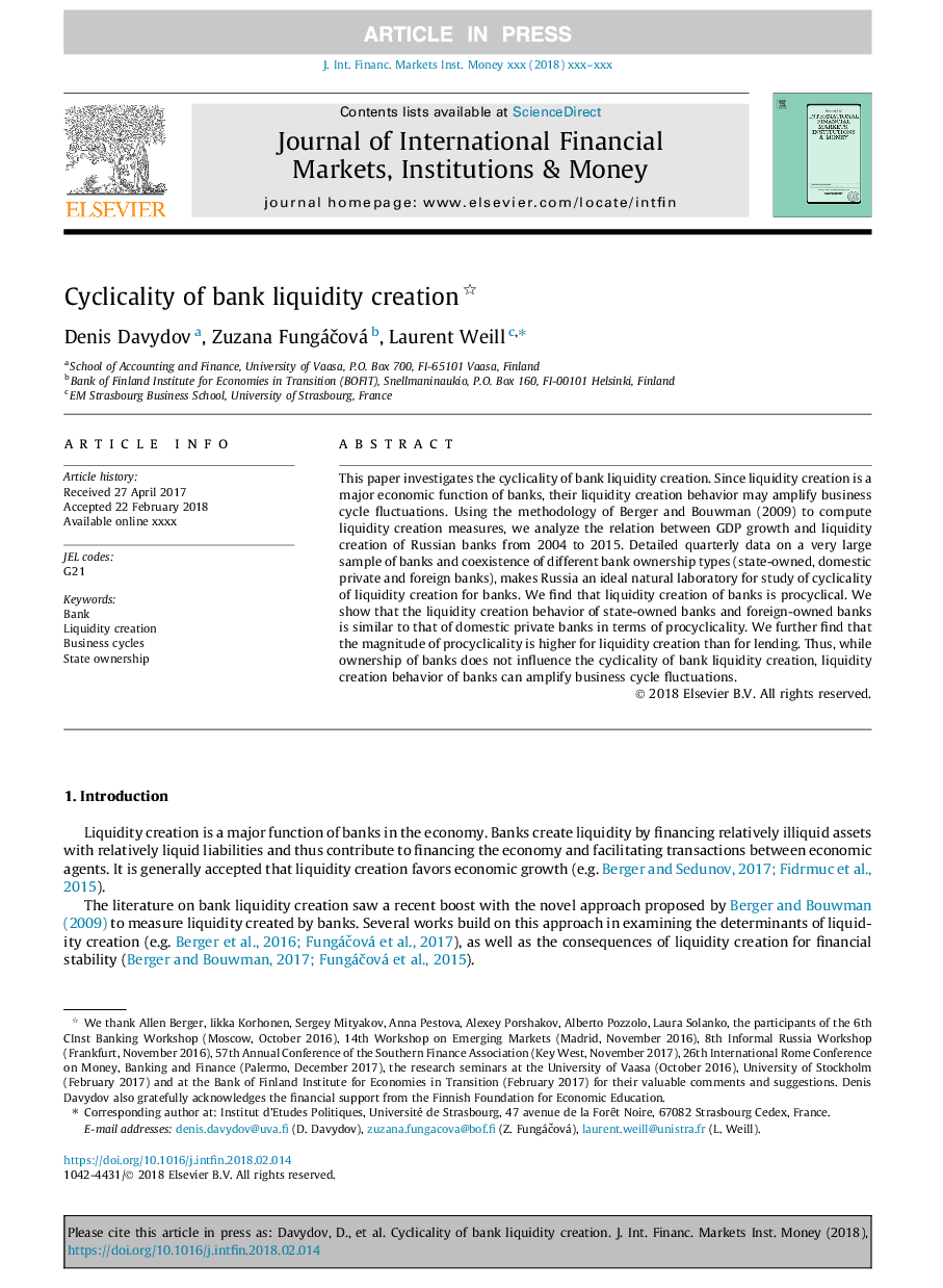 Cyclicality of bank liquidity creation