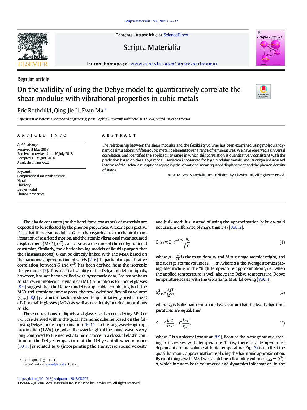 On the validity of using the Debye model to quantitatively correlate the shear modulus with vibrational properties in cubic metals