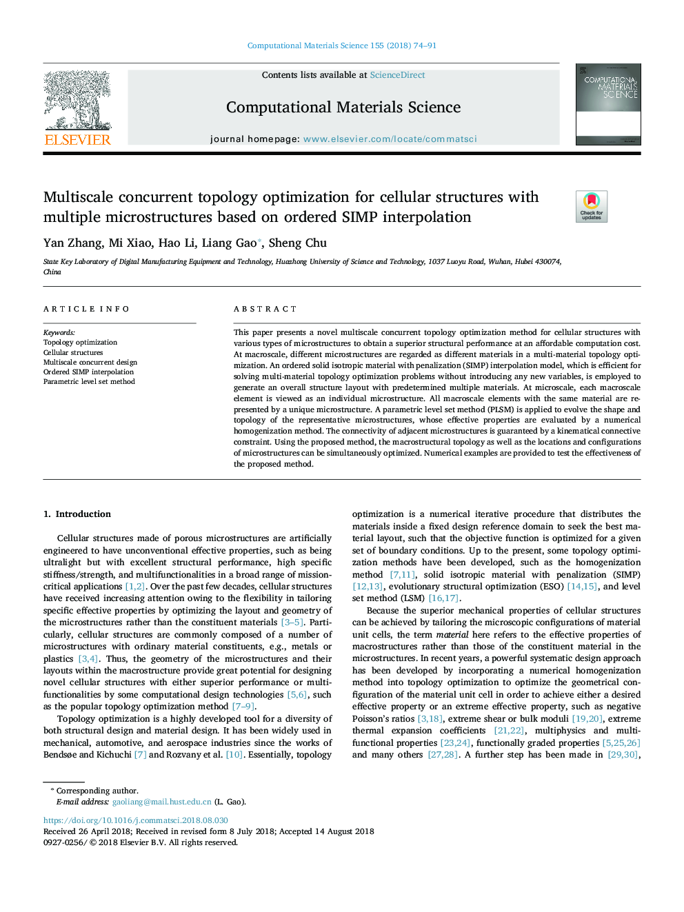 Multiscale concurrent topology optimization for cellular structures with multiple microstructures based on ordered SIMP interpolation