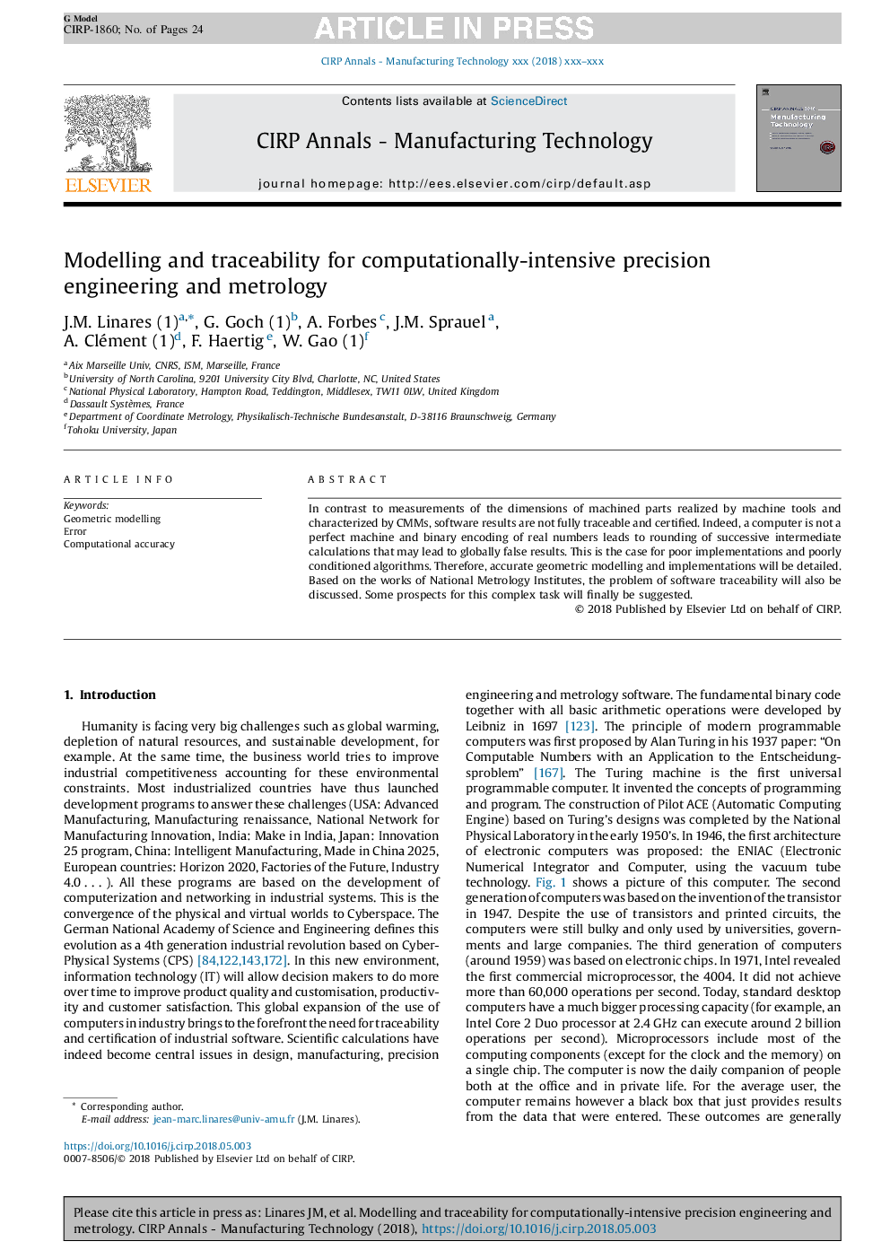 Modelling and traceability for computationally-intensive precision engineering and metrology