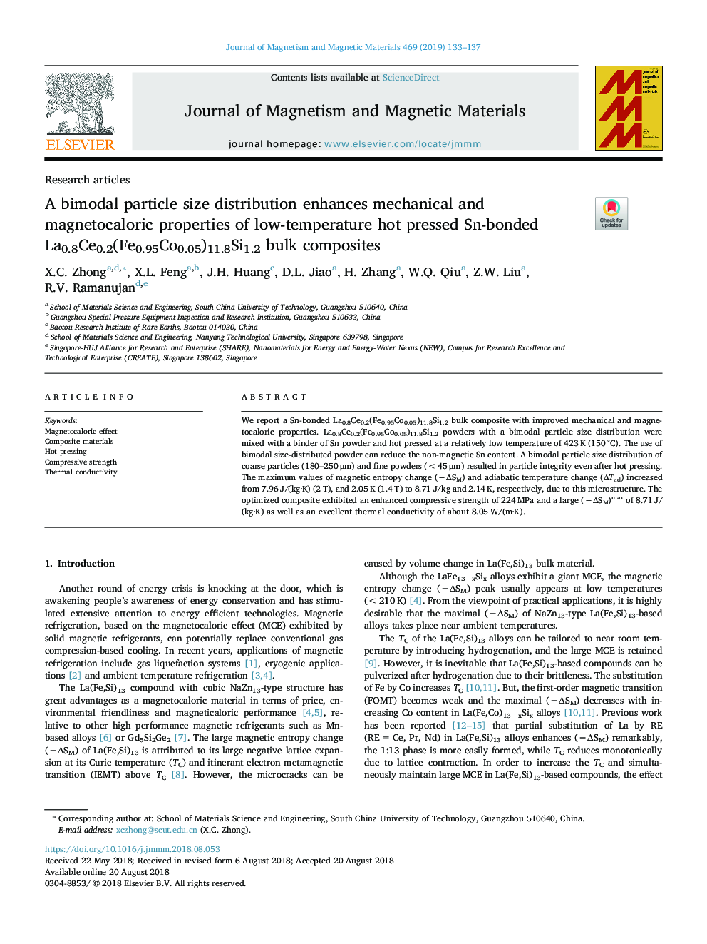 A bimodal particle size distribution enhances mechanical and magnetocaloric properties of low-temperature hot pressed Sn-bonded La0.8Ce0.2(Fe0.95Co0.05)11.8Si1.2 bulk composites