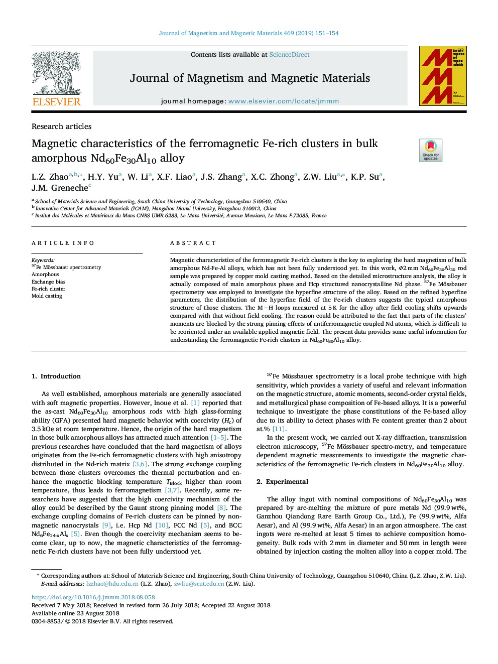 Magnetic characteristics of the ferromagnetic Fe-rich clusters in bulk amorphous Nd60Fe30Al10 alloy