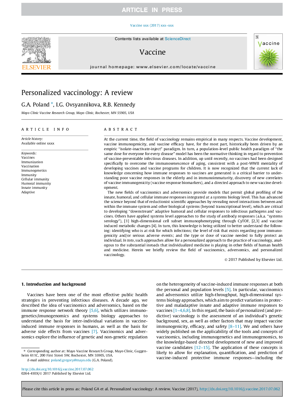 Personalized vaccinology: A review