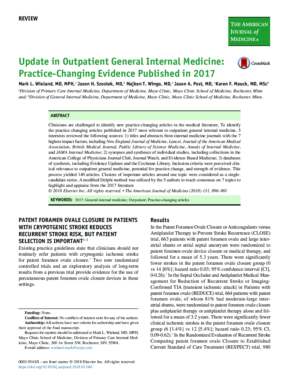 Update in Outpatient General Internal Medicine: Practice-Changing Evidence Published in 2017