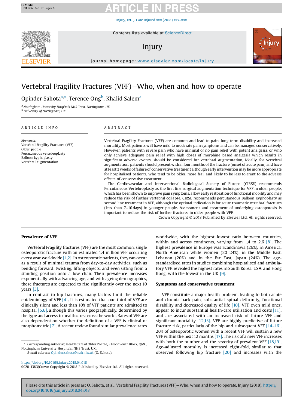 Vertebral Fragility Fractures (VFF)-Who, when and how to operate