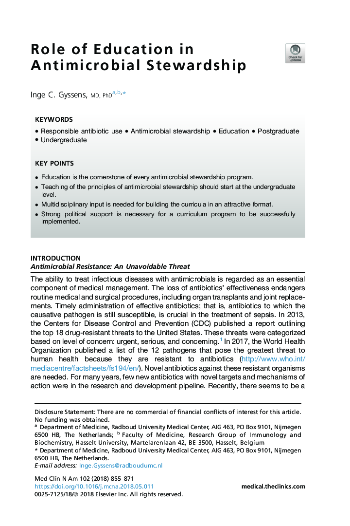 Role of Education in Antimicrobial Stewardship