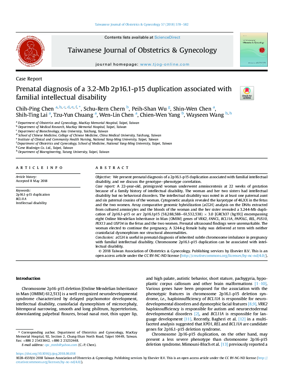 Prenatal diagnosis of a 3.2-Mb 2p16.1-p15 duplication associated with familial intellectual disability