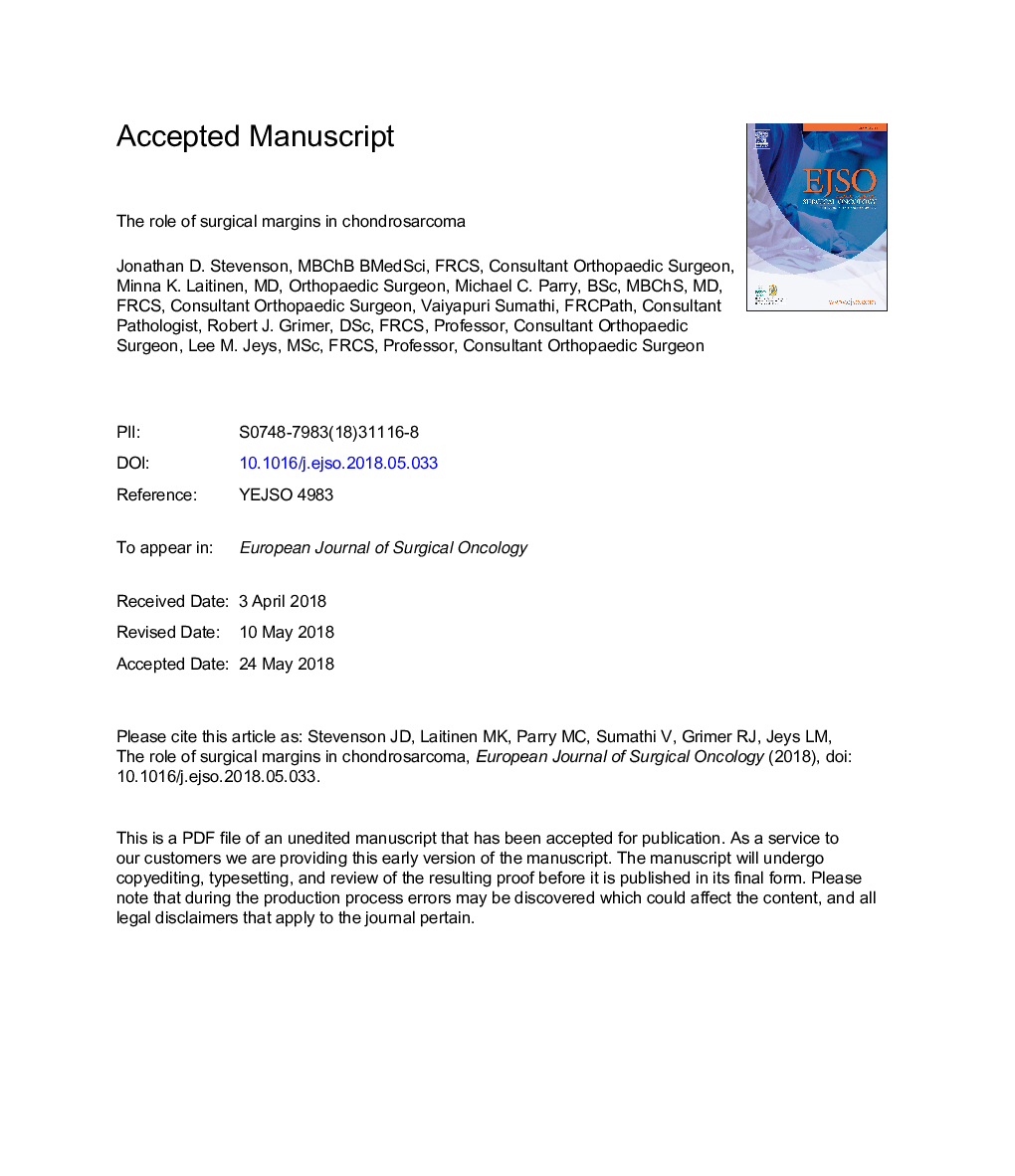 The role of surgical margins in chondrosarcoma