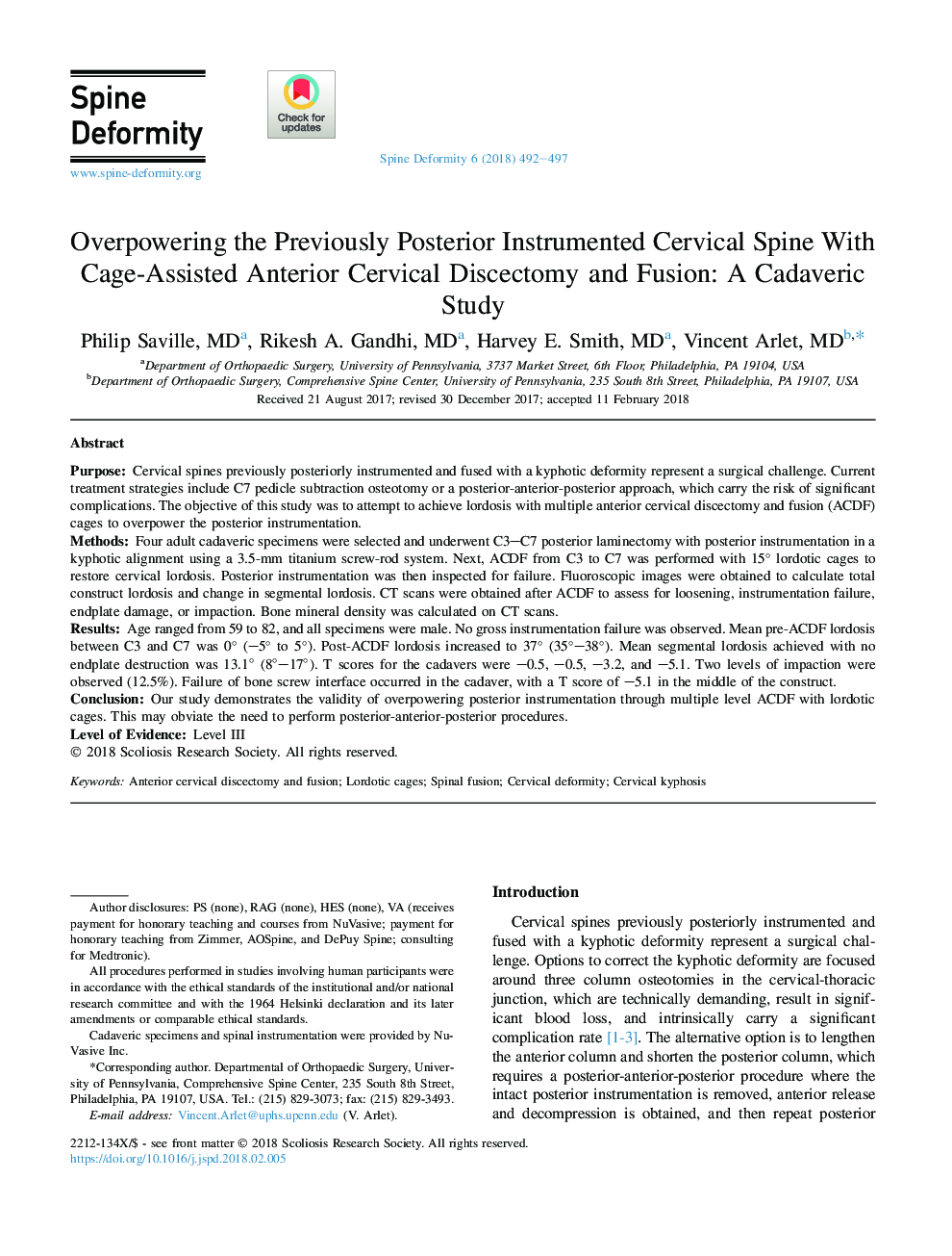 Overpowering the Previously Posterior Instrumented Cervical Spine With Cage-Assisted Anterior Cervical Discectomy and Fusion: A Cadaveric Study