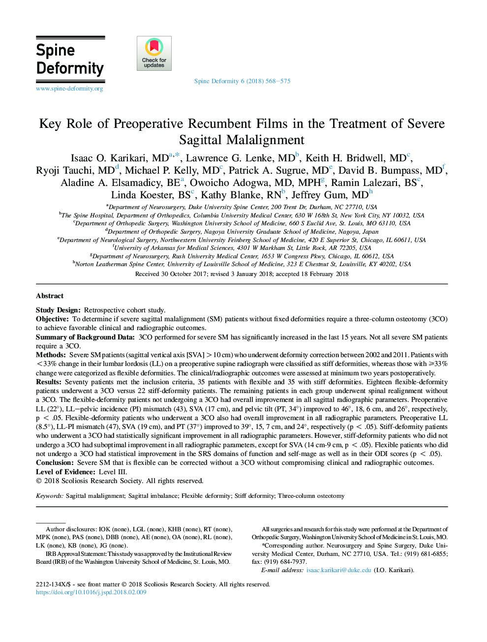 Key Role of Preoperative Recumbent Films in the Treatment of Severe Sagittal Malalignment