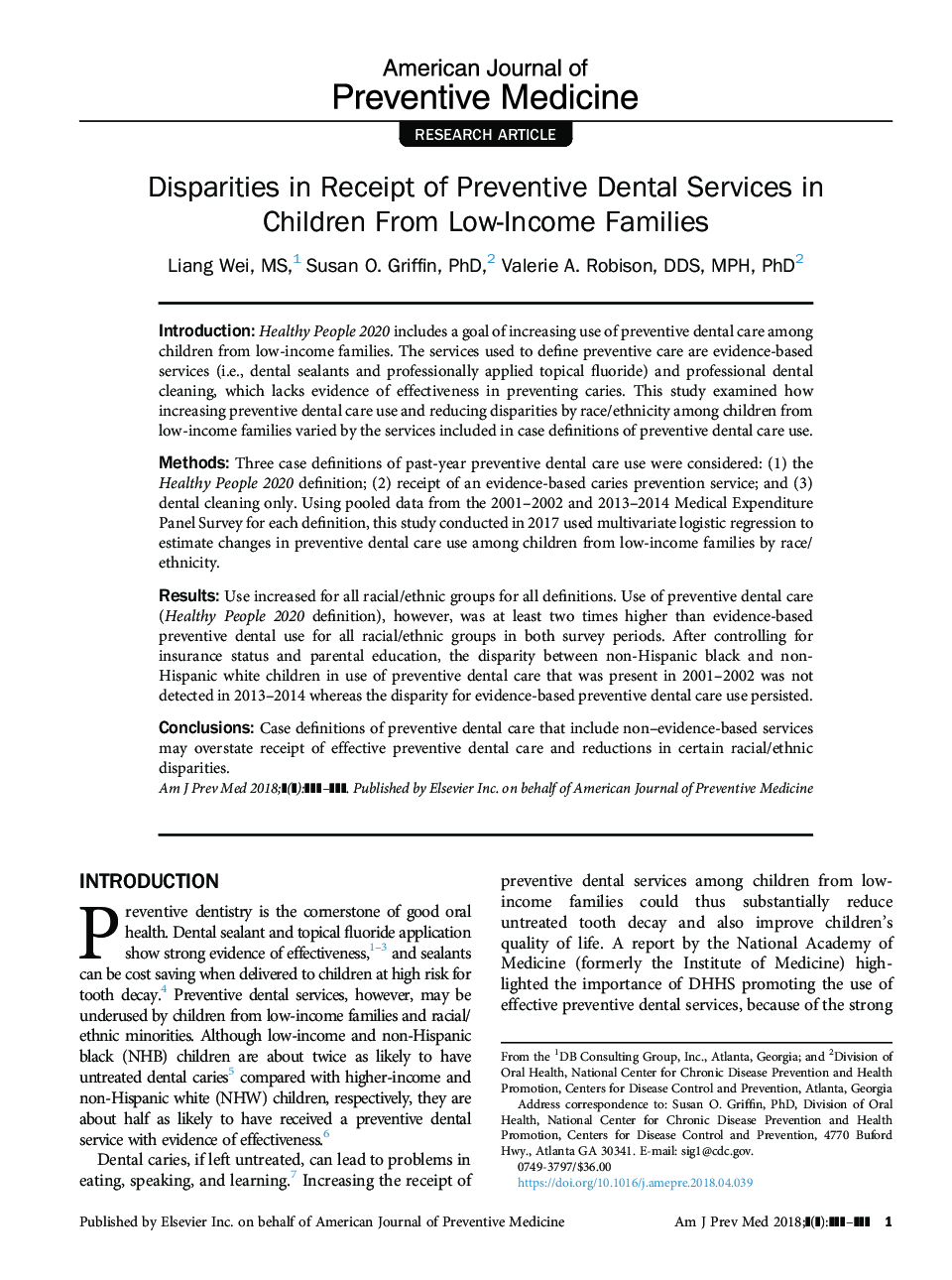 Disparities in Receipt of Preventive Dental Services in Children From Low-Income Families