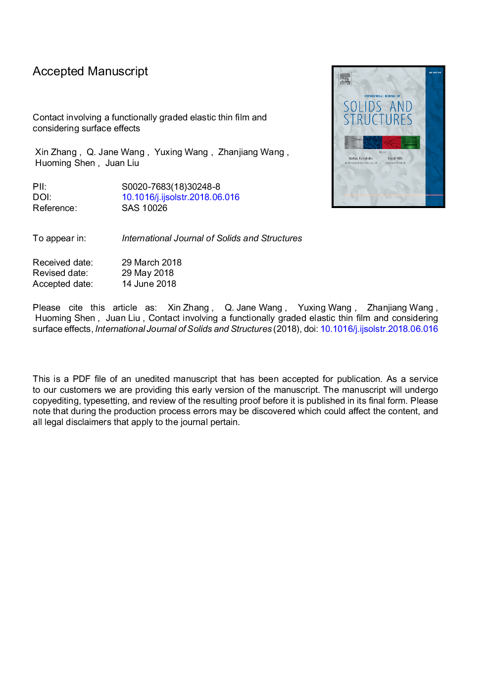 Contact involving a functionally graded elastic thin film and considering surface effects