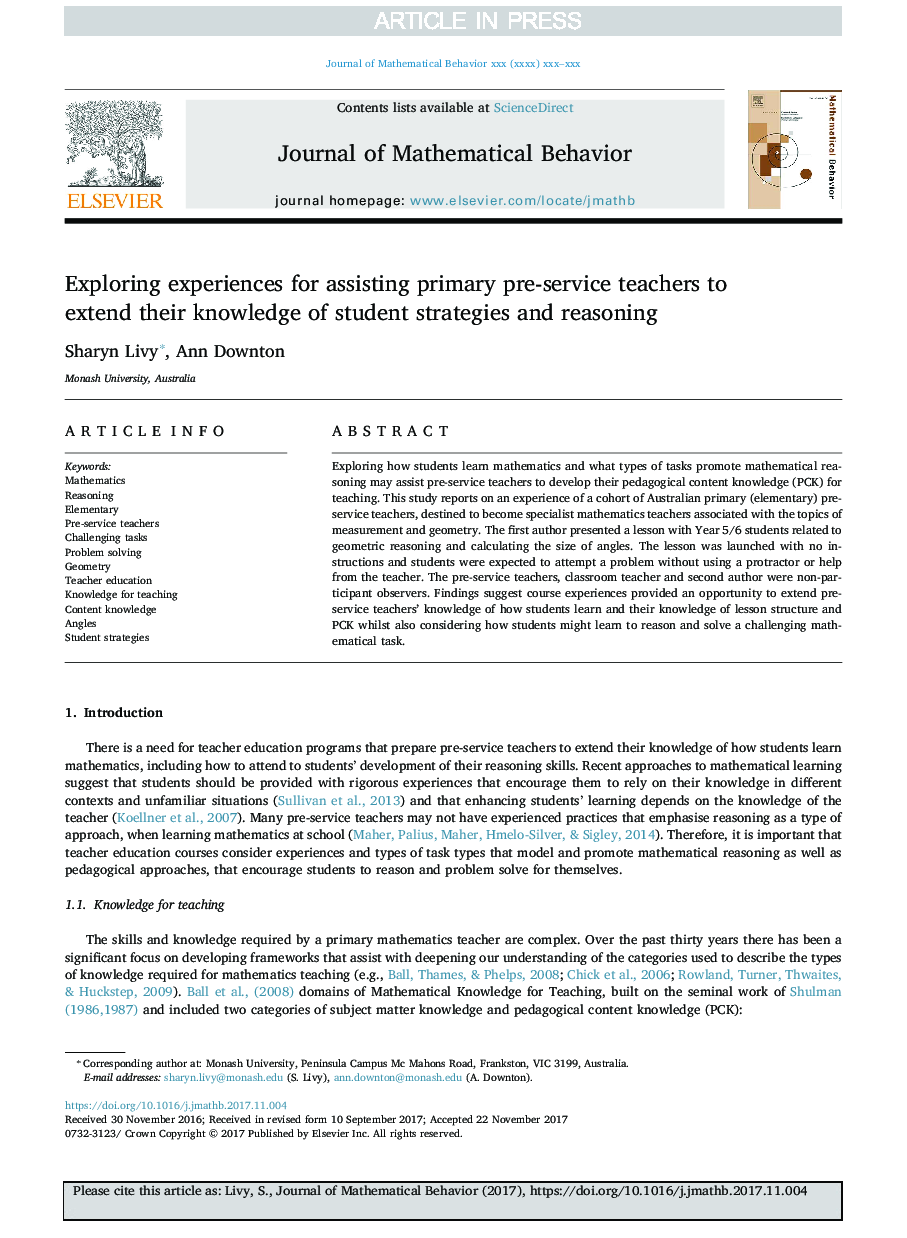 Exploring experiences for assisting primary pre-service teachers to extend their knowledge of student strategies and reasoning