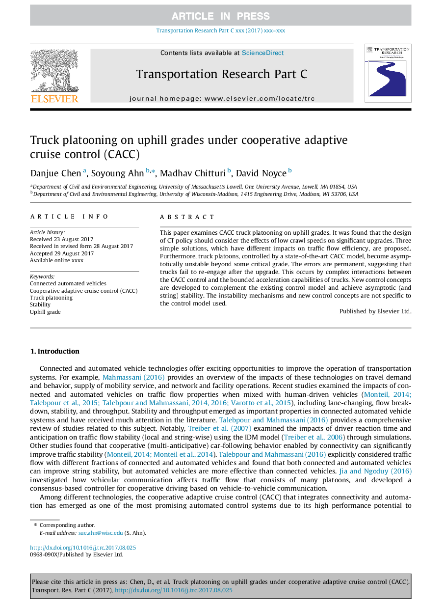 Truck platooning on uphill grades under cooperative adaptive cruise control (CACC)