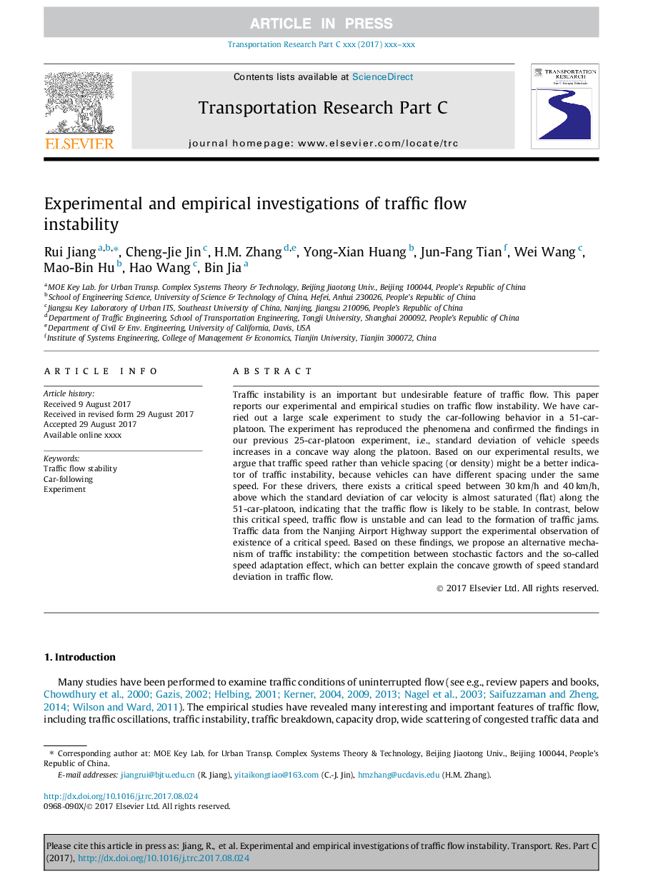 Experimental and empirical investigations of traffic flow instability