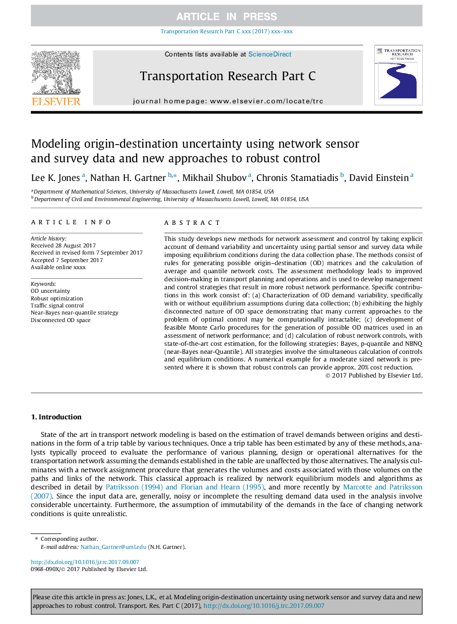 Modeling origin-destination uncertainty using network sensor and survey data and new approaches to robust control