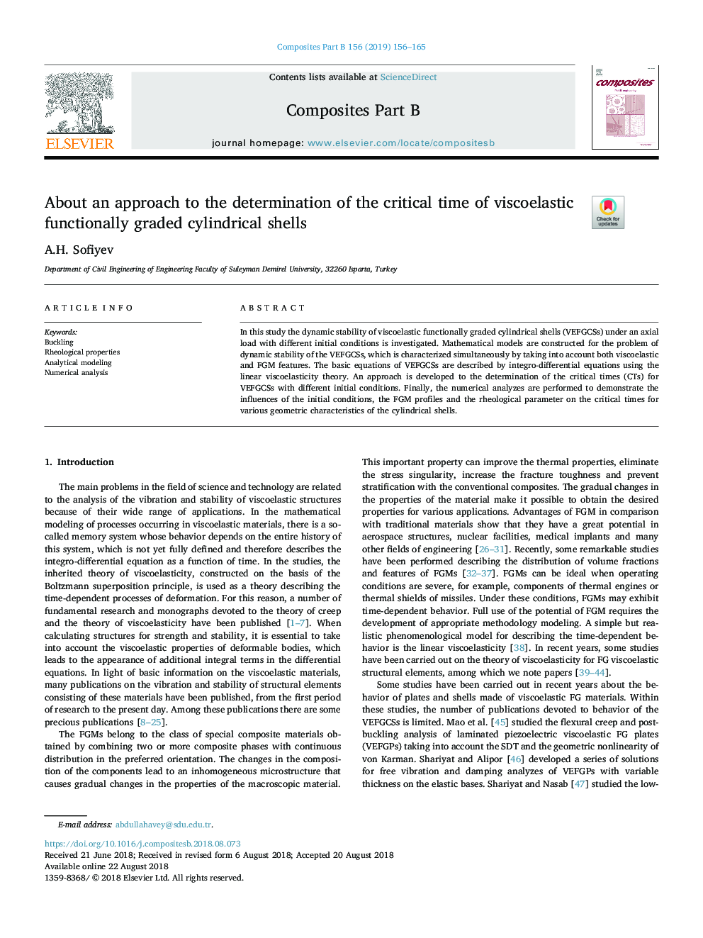 About an approach to the determination of the critical time of viscoelastic functionally graded cylindrical shells