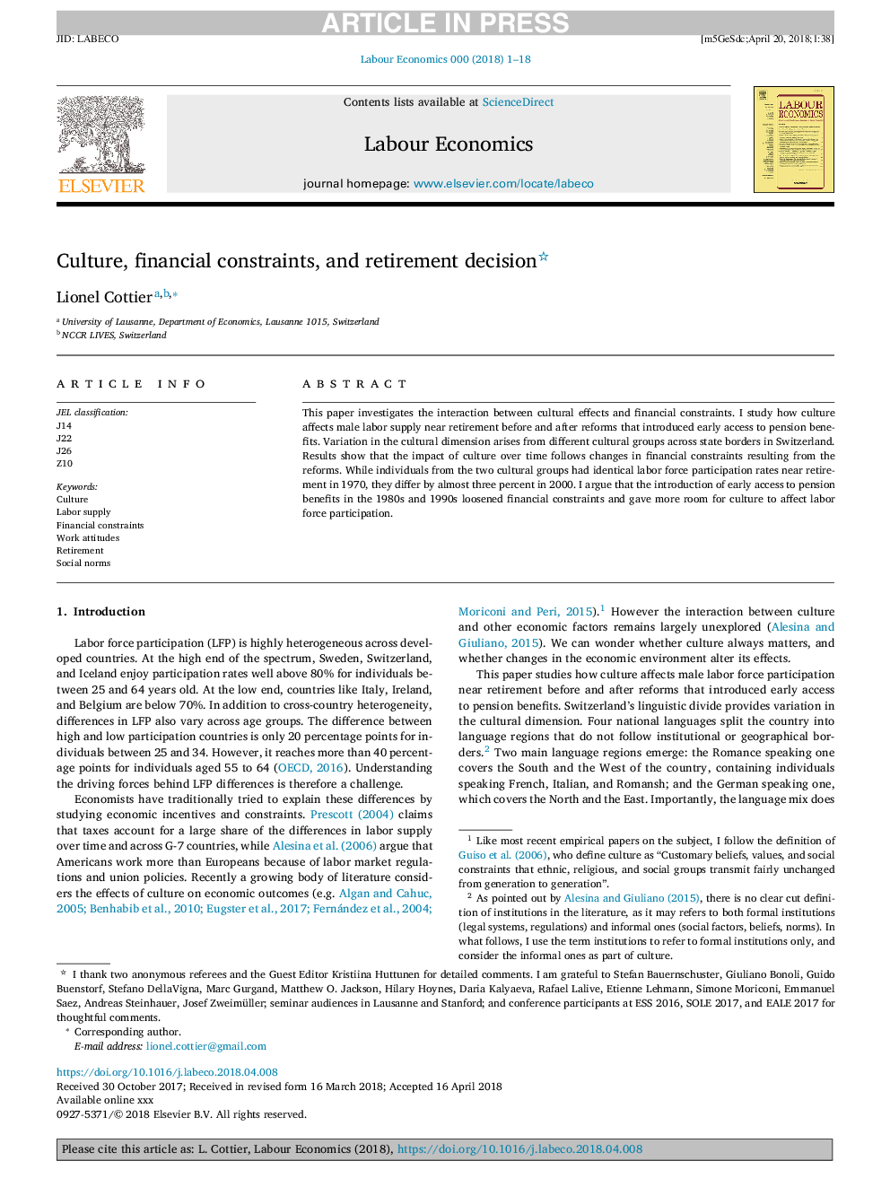 Culture, financial constraints, and retirement decision