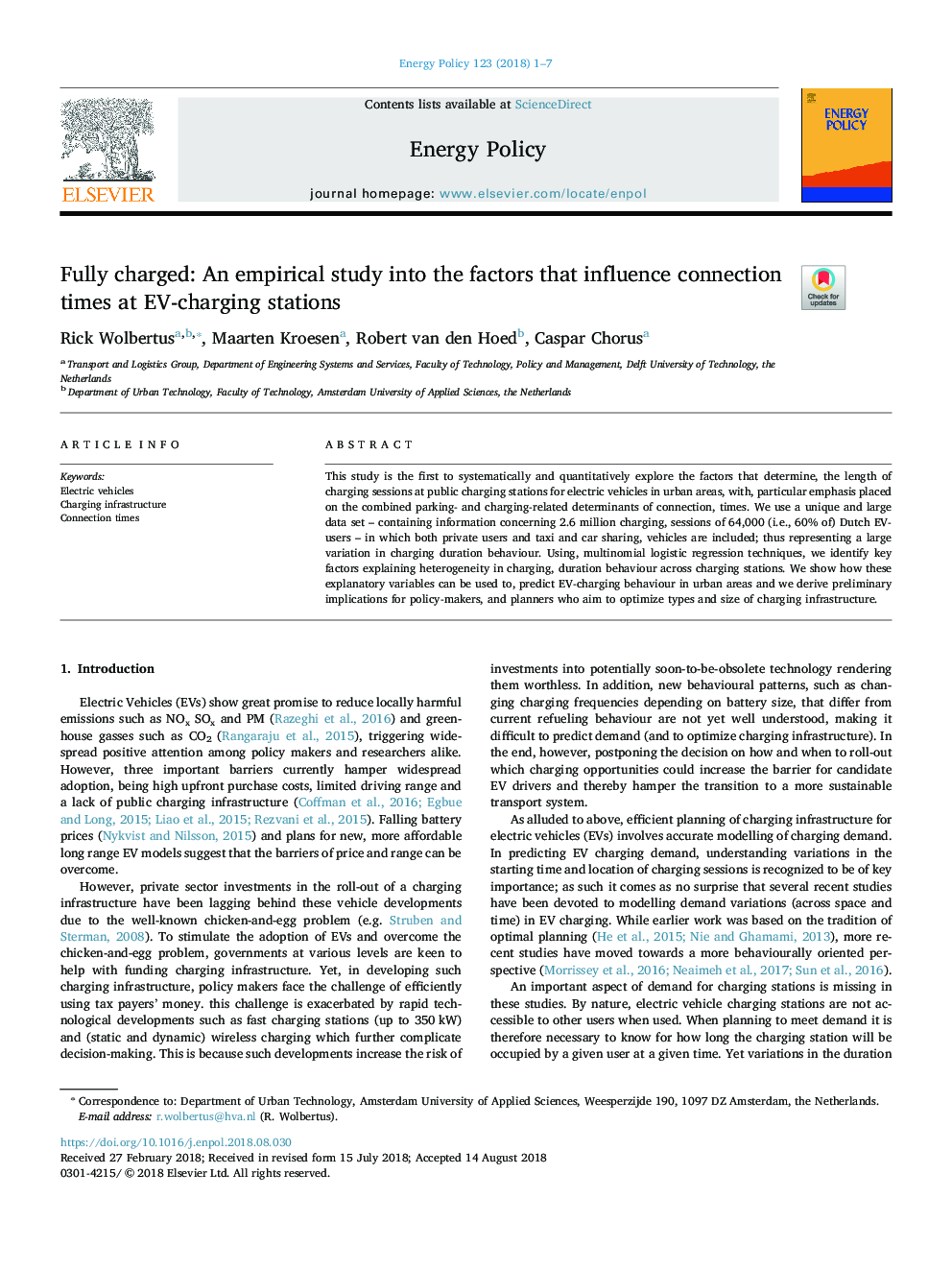 Fully charged: An empirical study into the factors that influence connection times at EV-charging stations