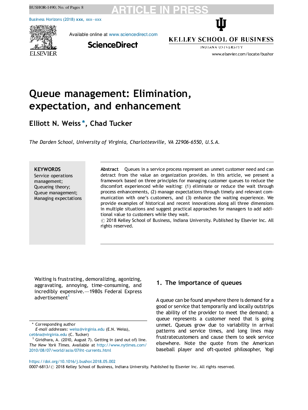Queue management: Elimination, expectation, and enhancement