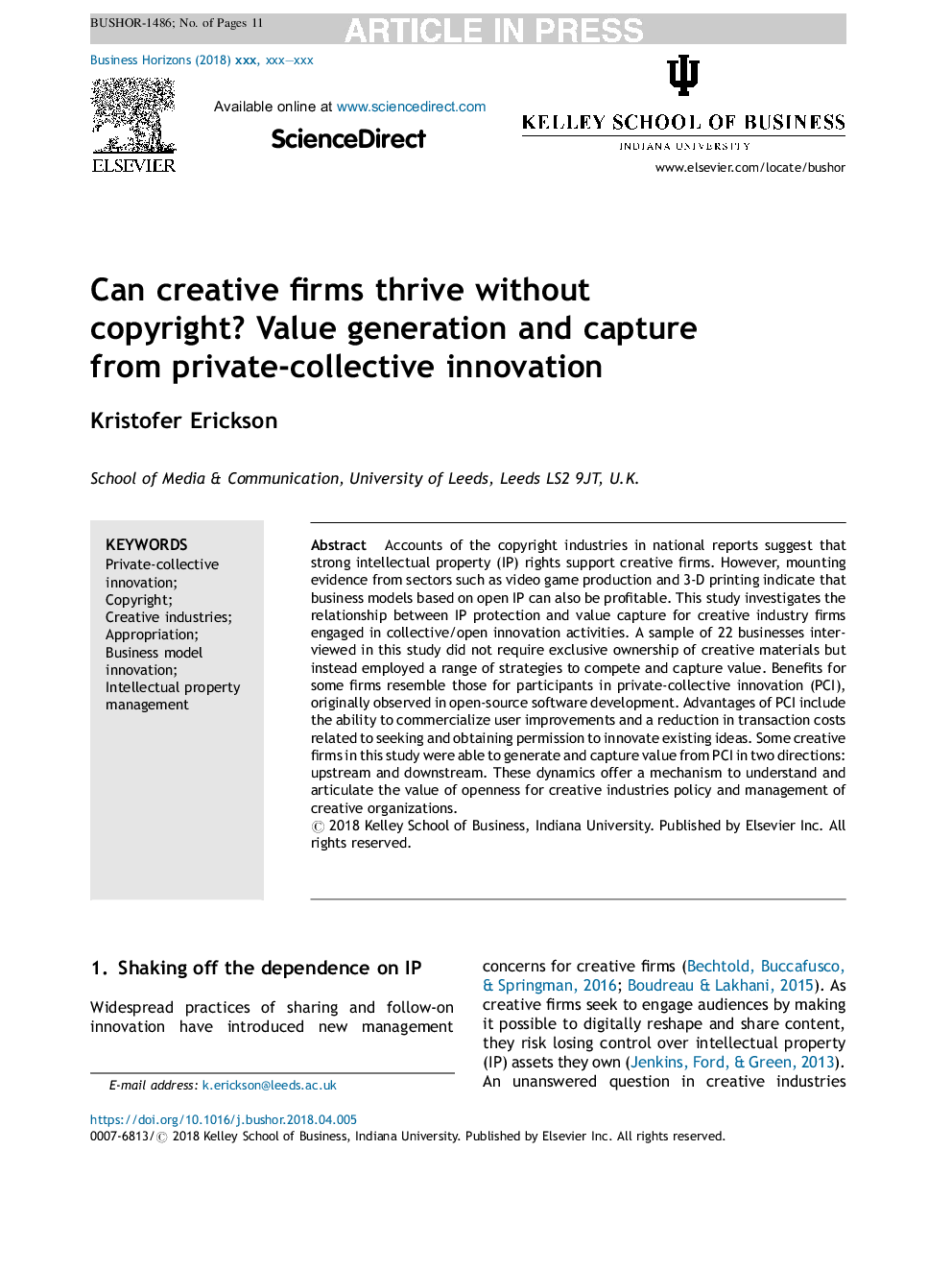 Can creative firms thrive without copyright? Value generation and capture from private-collective innovation