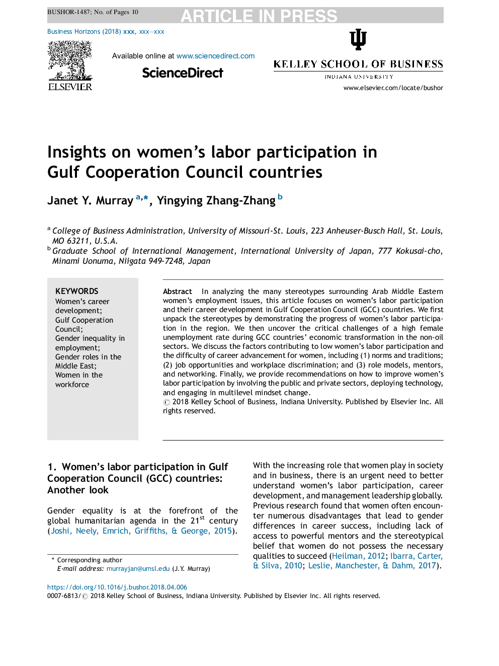 Insights on women's labor participation in Gulf Cooperation Council countries