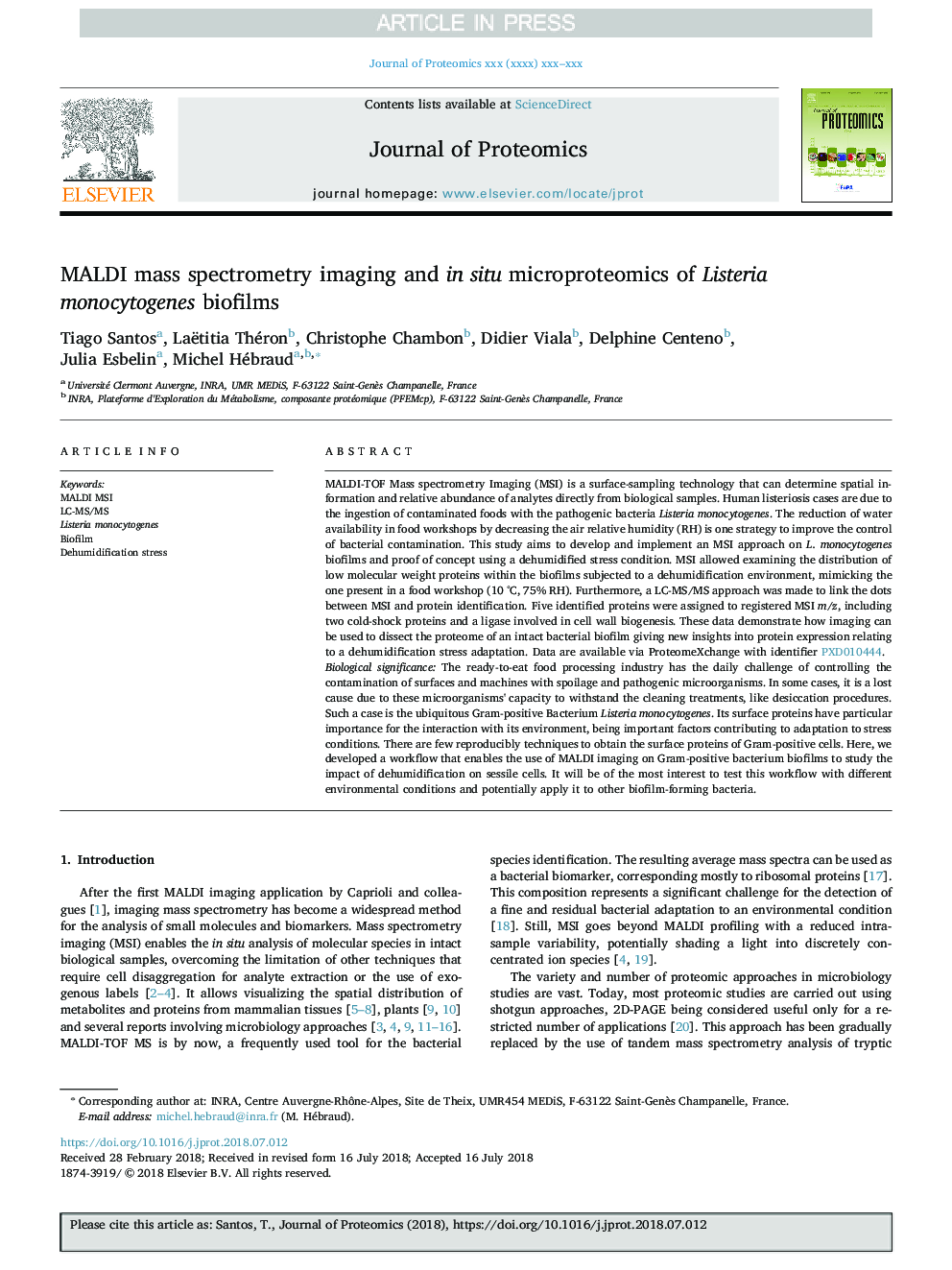 MALDI mass spectrometry imaging and in situ microproteomics of Listeria monocytogenes biofilms