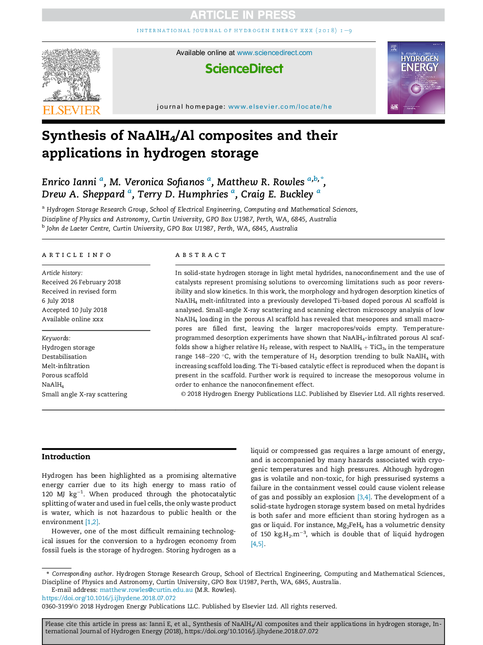 Synthesis of NaAlH4/Al composites and their applications in hydrogen storage