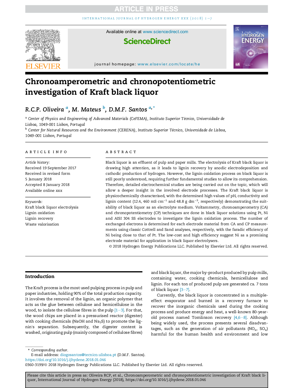 Chronoamperometric and chronopotentiometric investigation of Kraft black liquor